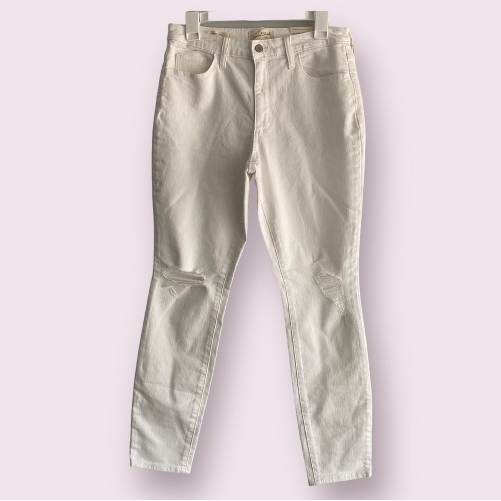 Womenโs High Rise Skinny Jeans Distressed Universal Thread White Size 8